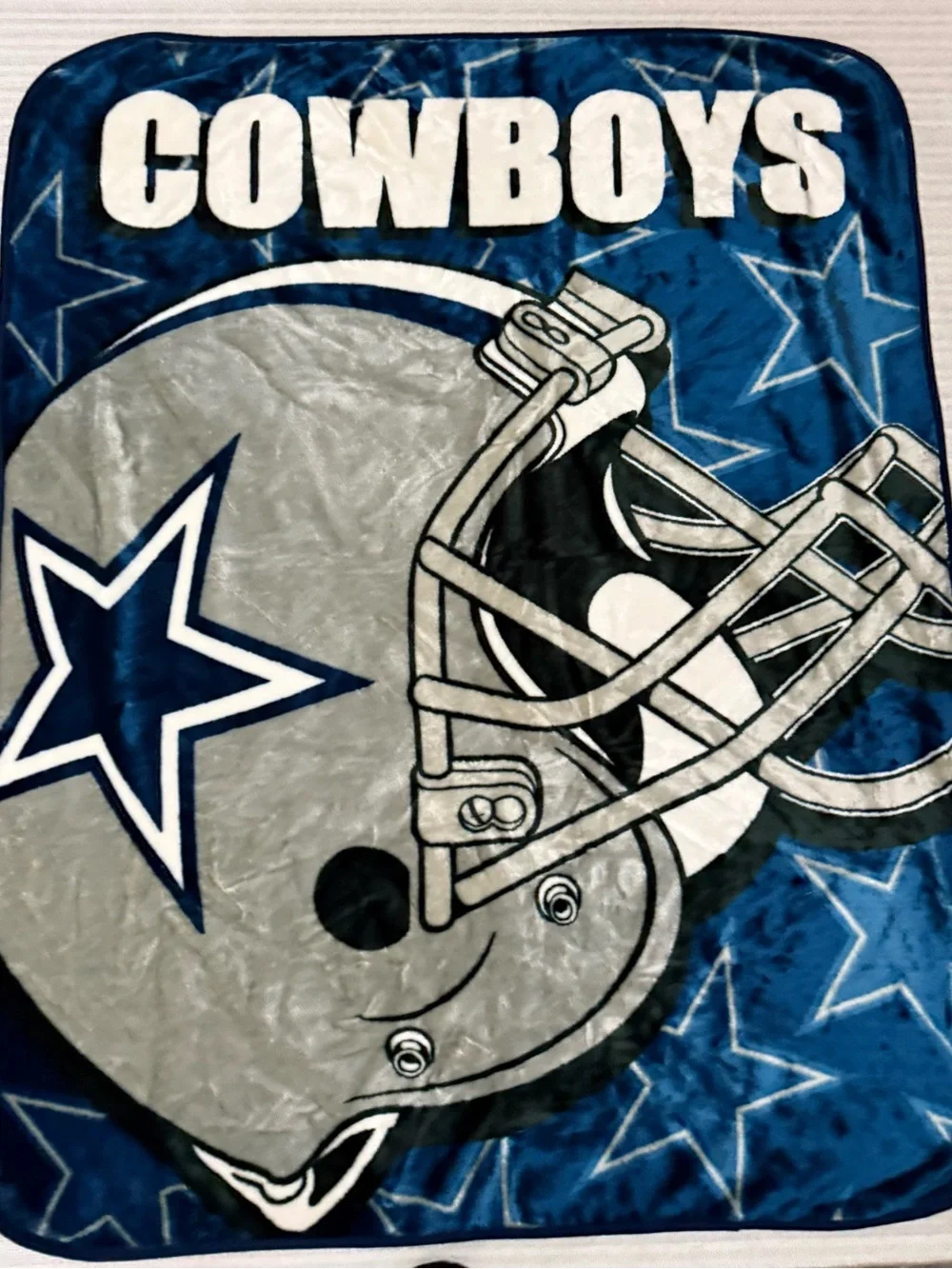 Y2K Dallas Cowboys Football Helmet Throw Plush Blanket - Blue & Gray 50x60